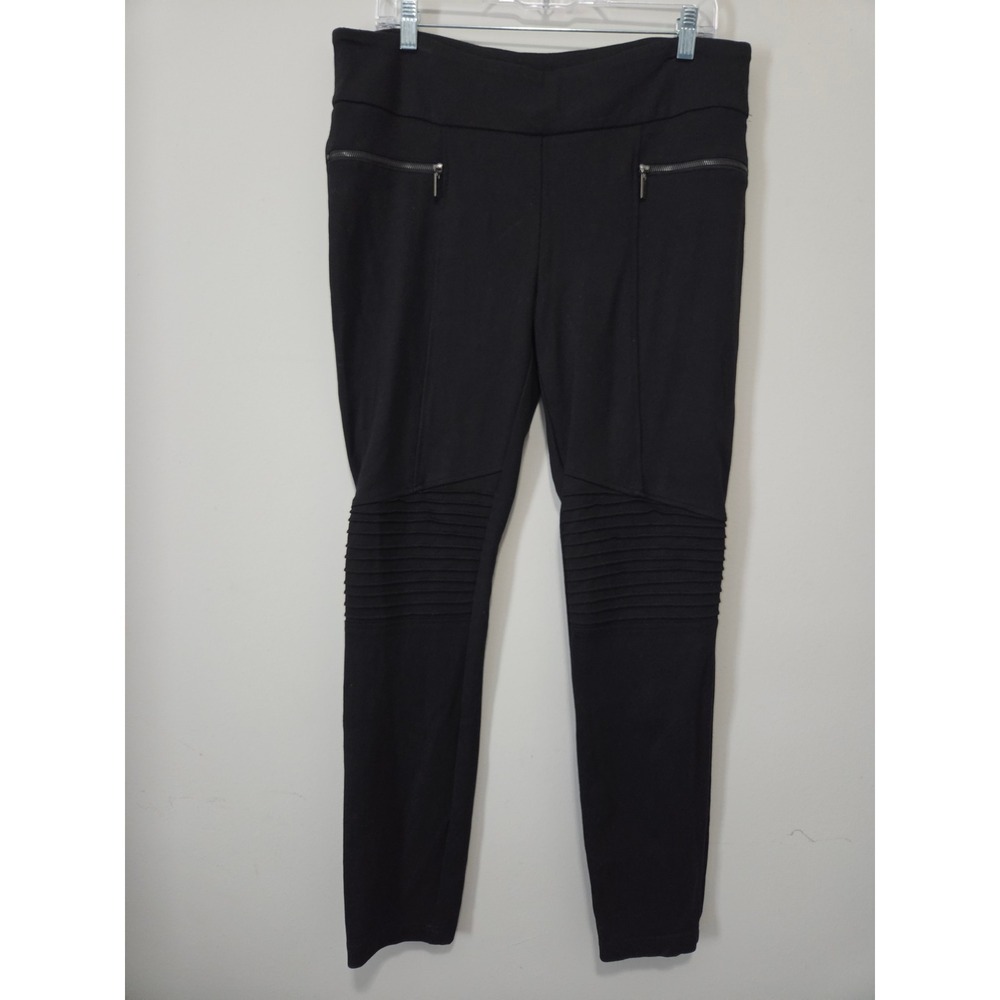 Eliane Rose Black Moto Leggings Ribbed Knee Zipper Detail Pants Womens 14